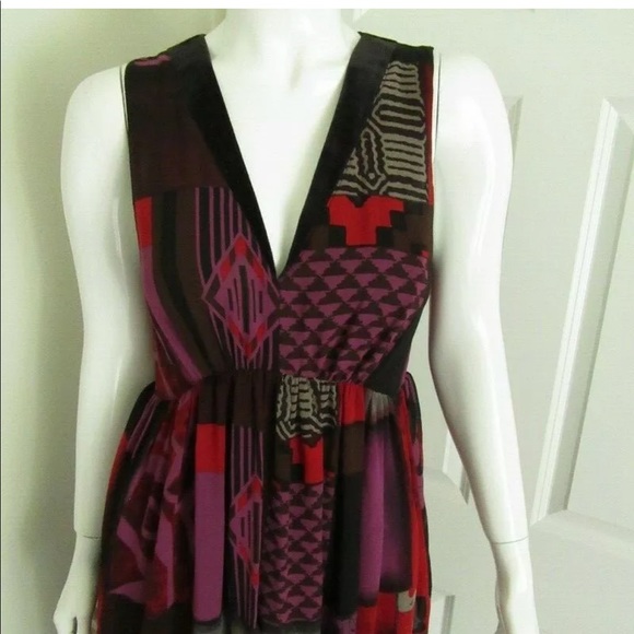 ETRO SLEEVELESS DRESS SILK VELVET VNECK 46 - Picture 1 of 10